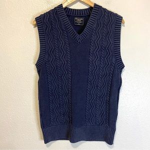 Abercrombie & Fitch Navy Blue Cotton Cable Knit Sweater Vest Small
